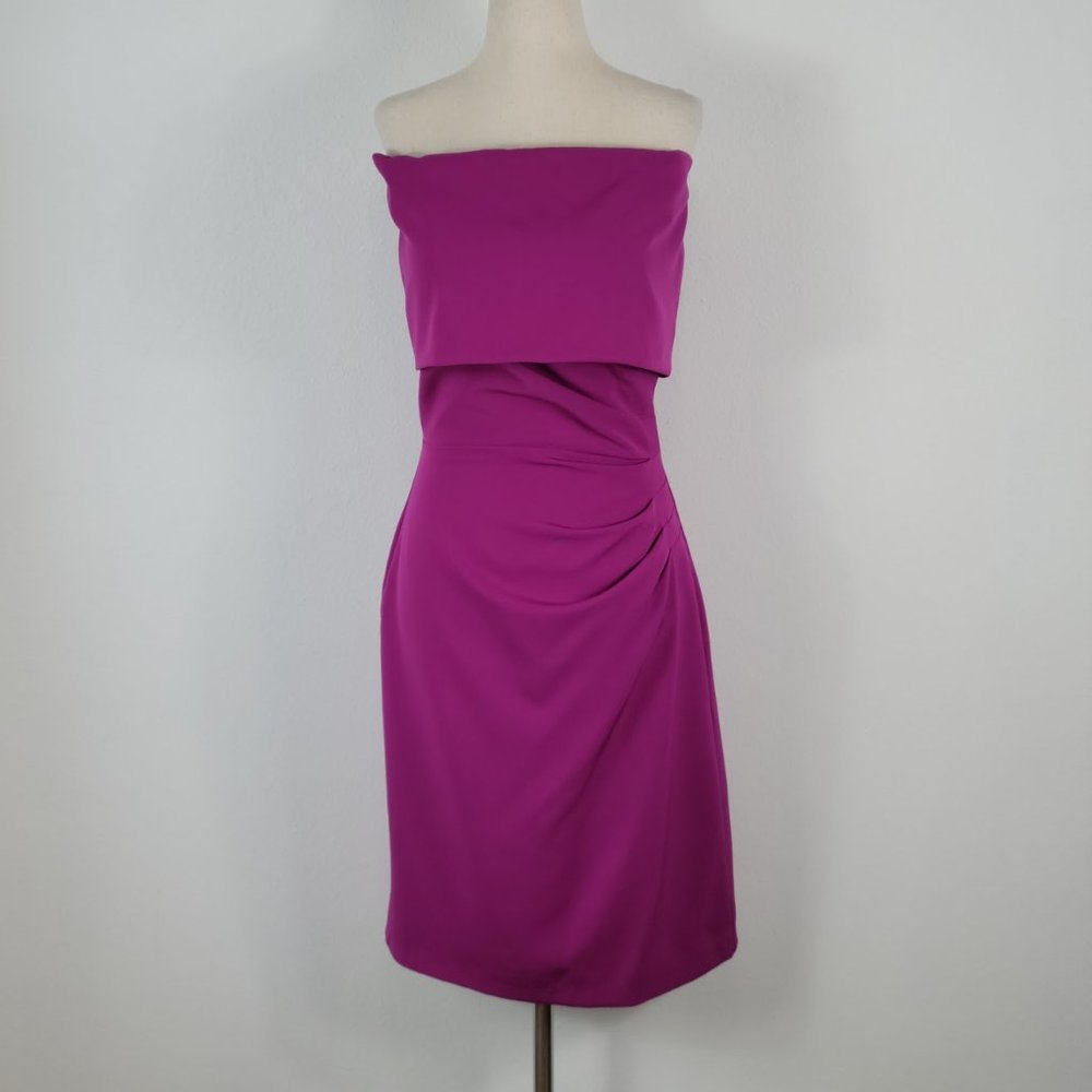 MARINA Off-The-Shoulder midi Dress Magenta Sz S - Picture 1 of 7